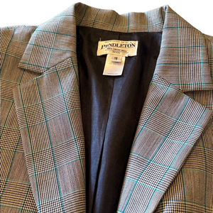 Vintage Pendleton 100% Virgin Wool Plaid Blazer Women’s 16 Petite Made in USA